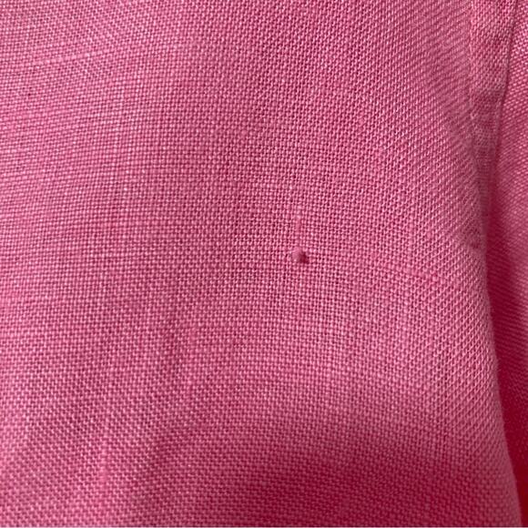 Acrobat Pink Linen 3/4 Sleeve Open Collar Button Up Blouse Shirt Top - Picture 5 of 7
